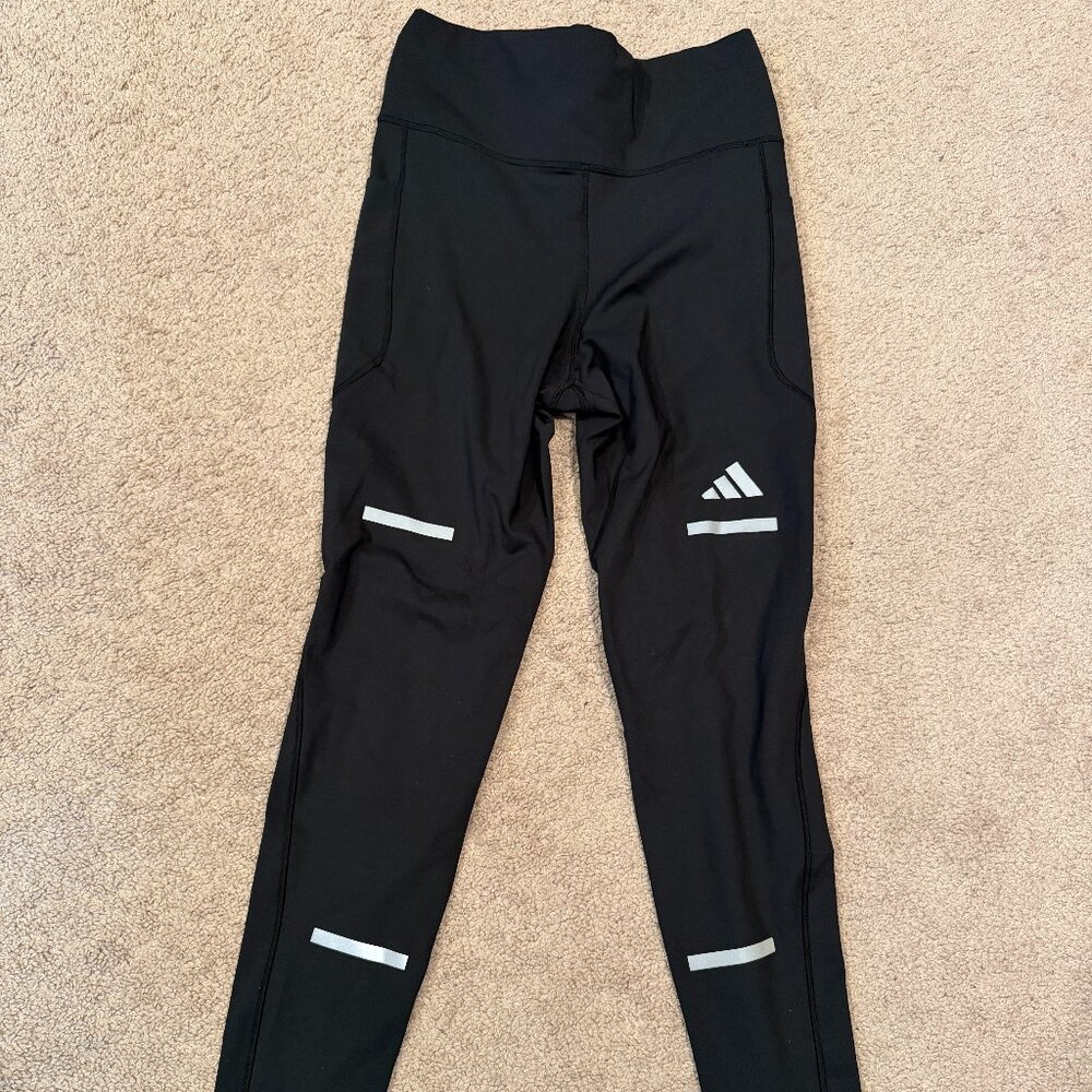 ADIDAS BLACK REFLECTIVE RUNNING LEGGINGS WOMENS MEDIUM BRAND NEW WITH TAGS